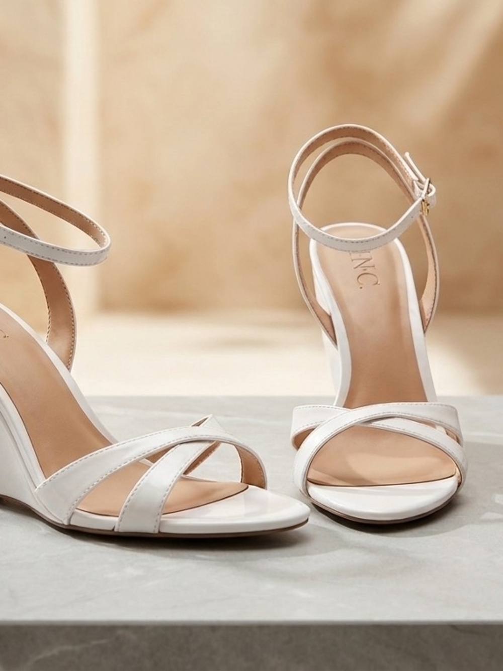 INC International‎ Concepts White Open‑Toe Ankle‑Strap Sandals